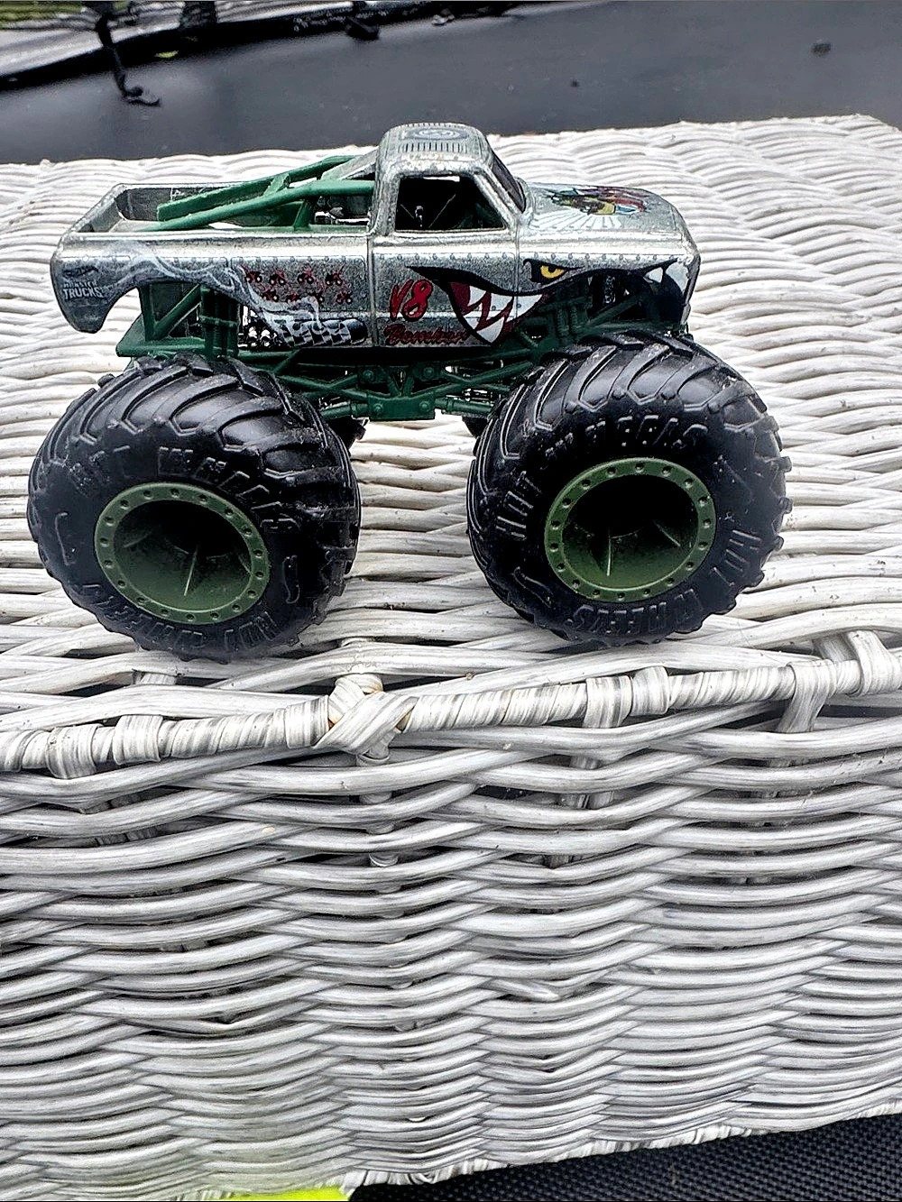 Hot Wheels Monster Trucks V8 Bomber Toy Green & Silver
